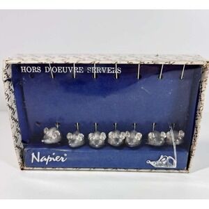 Vintage Set 7 Napier Cheese Server Mice Hors D'oeuvres In Box Weighted